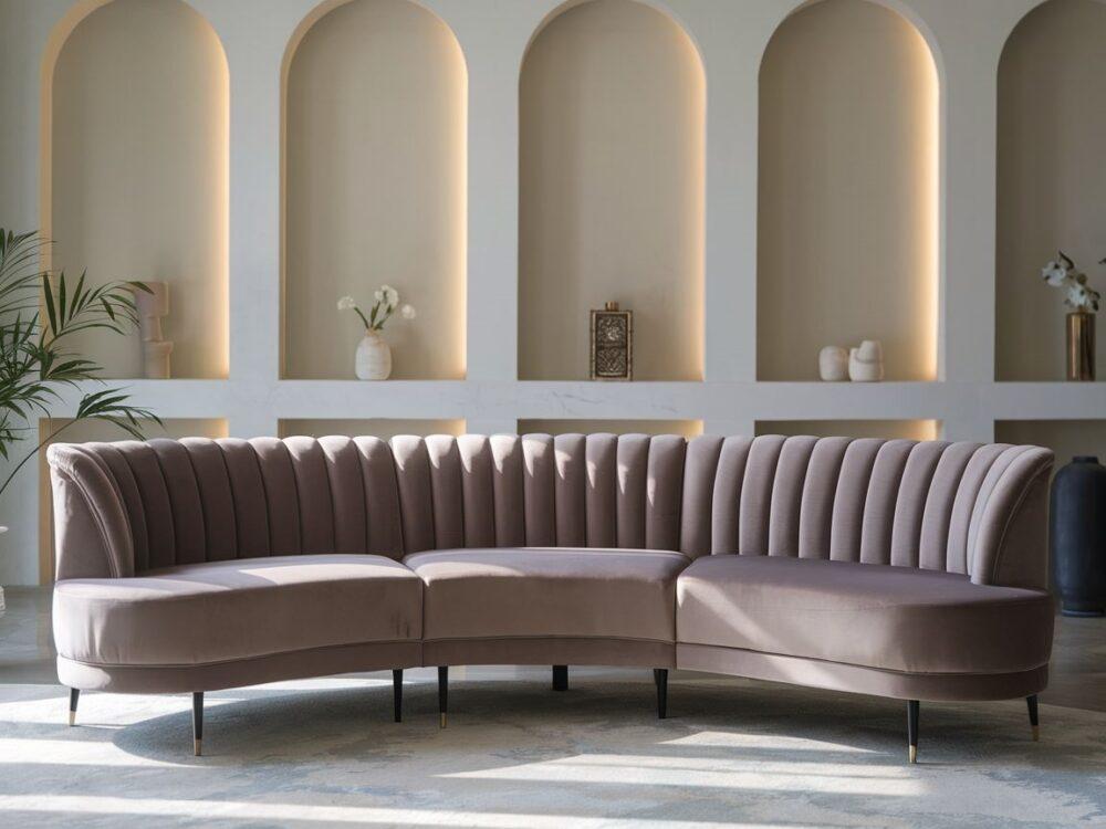 elegancka sofa narożna welurowa