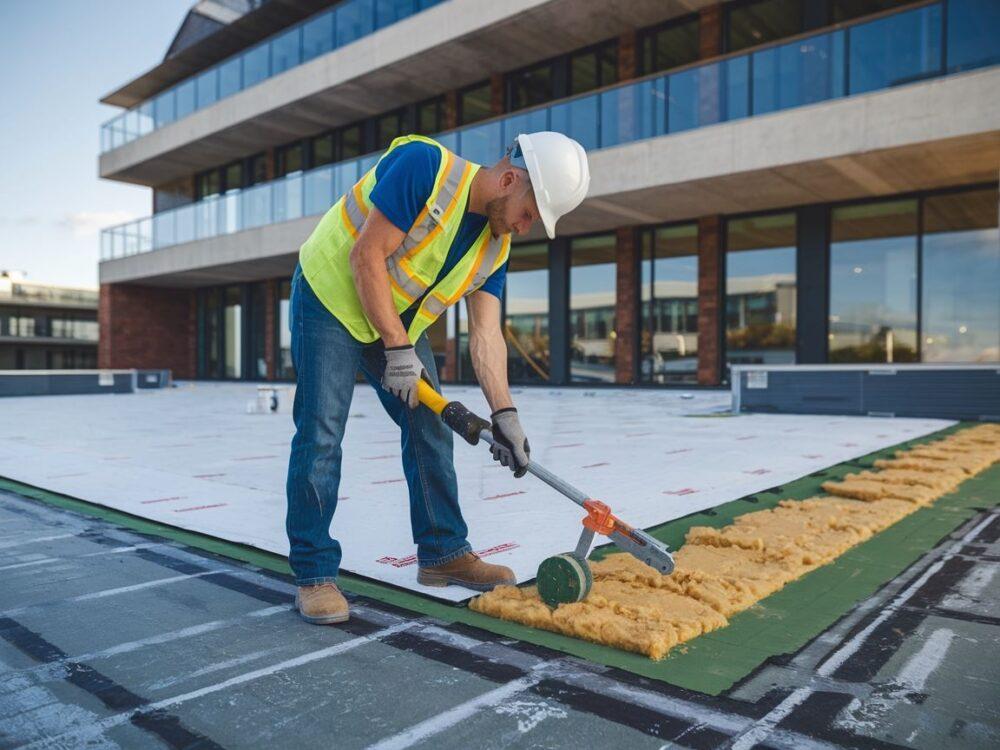 pracownik ocieplający stropodach