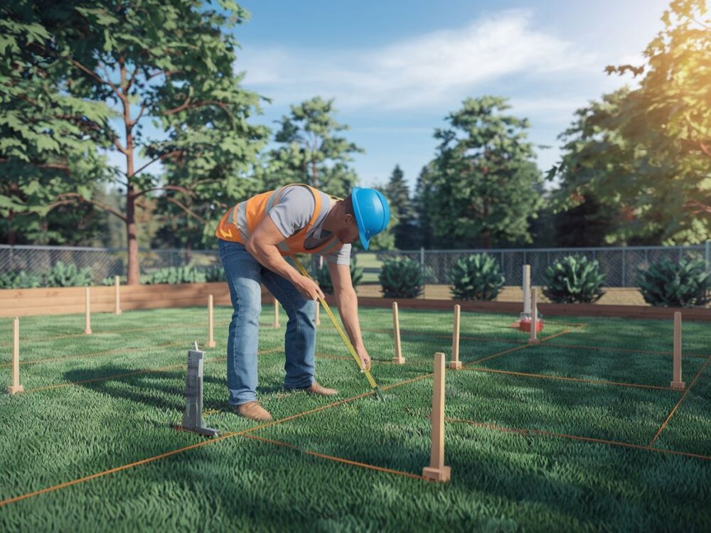 wytyczanie fundamentu garażu
